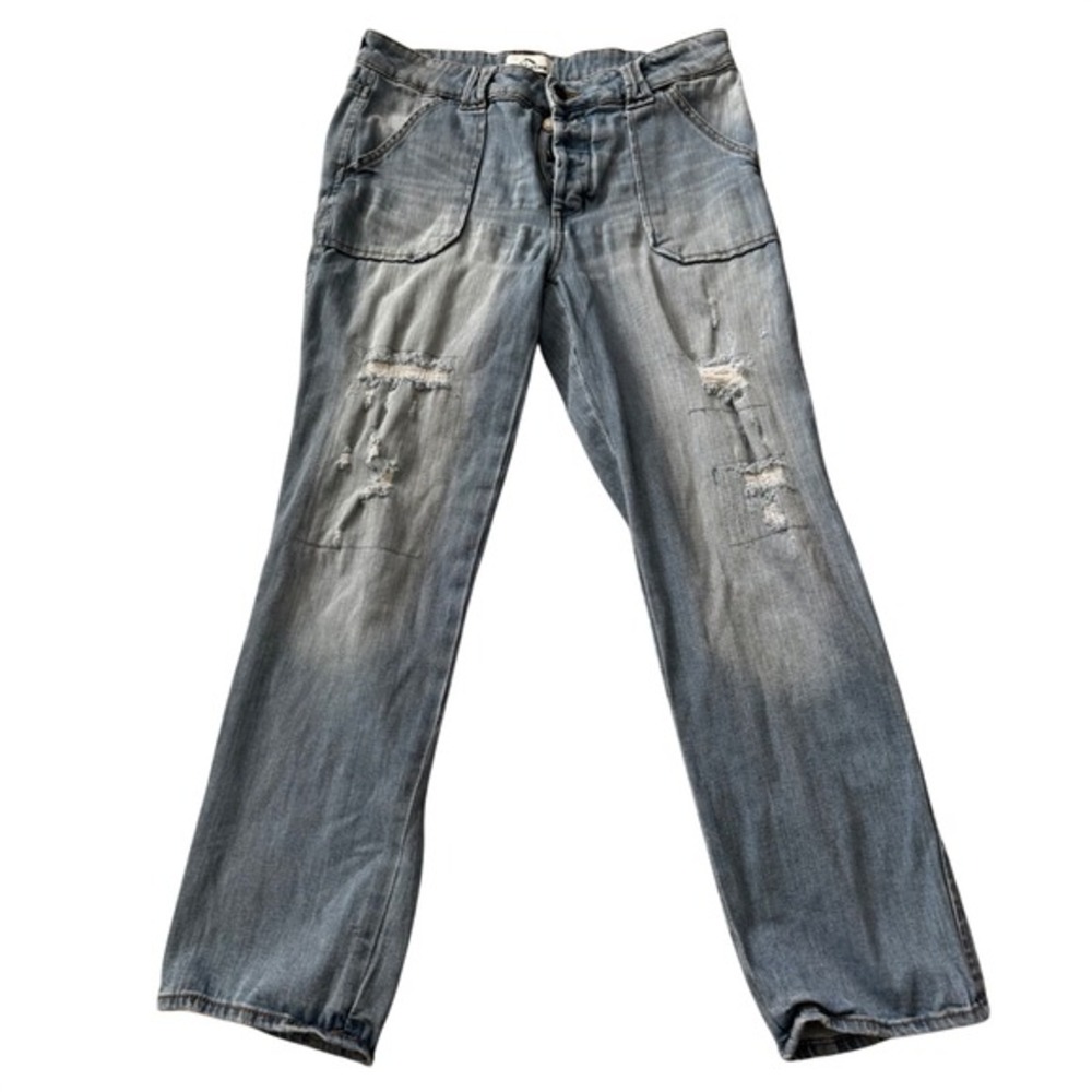 Jordache Distressed Boyfriend Jeans Medium Wash Button Fly Size 8